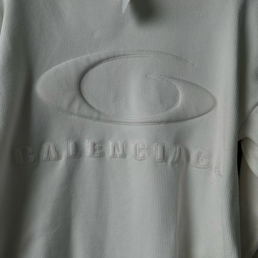 Balenciaga Embroidered Distressed Crew Neck Sweater