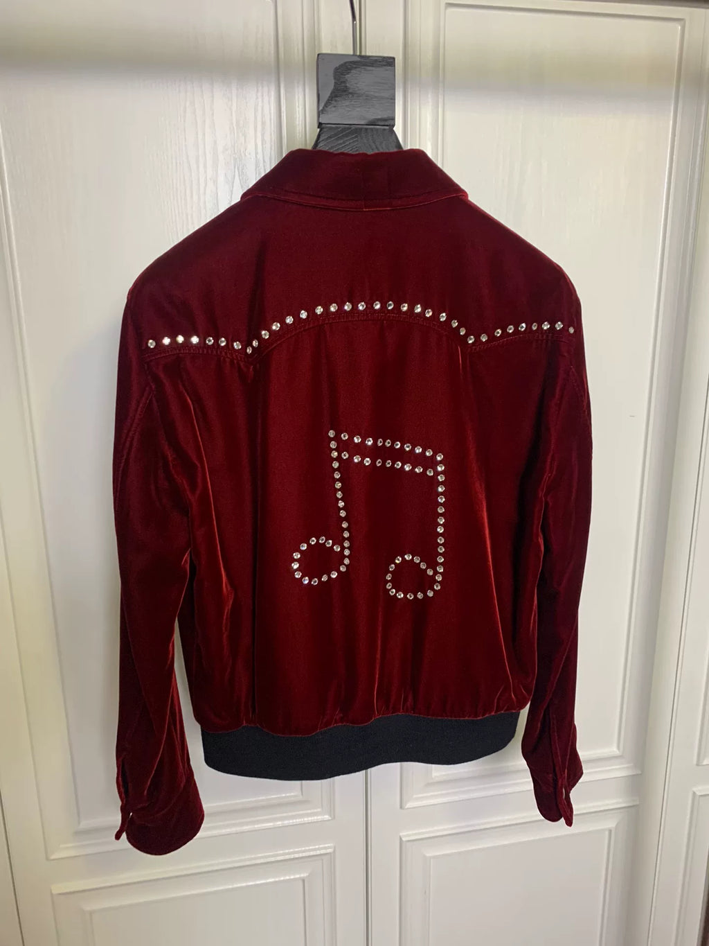 Saint Laurent SLP 2016 Fall/Winter red velvet musical note rhinestone jacket