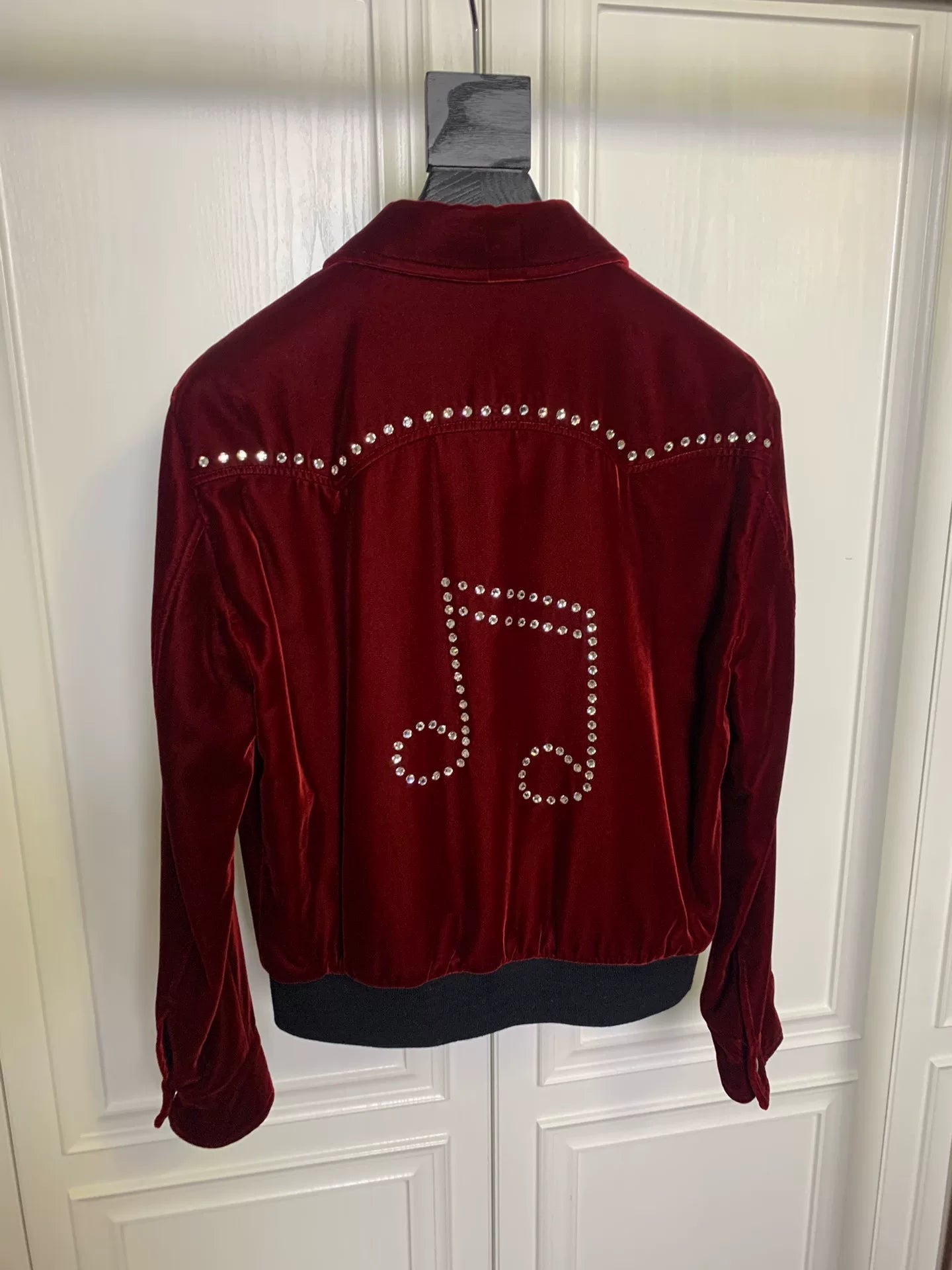 Saint Laurent SLP 2016 Fall/Winter red velvet musical note rhinestone jacket