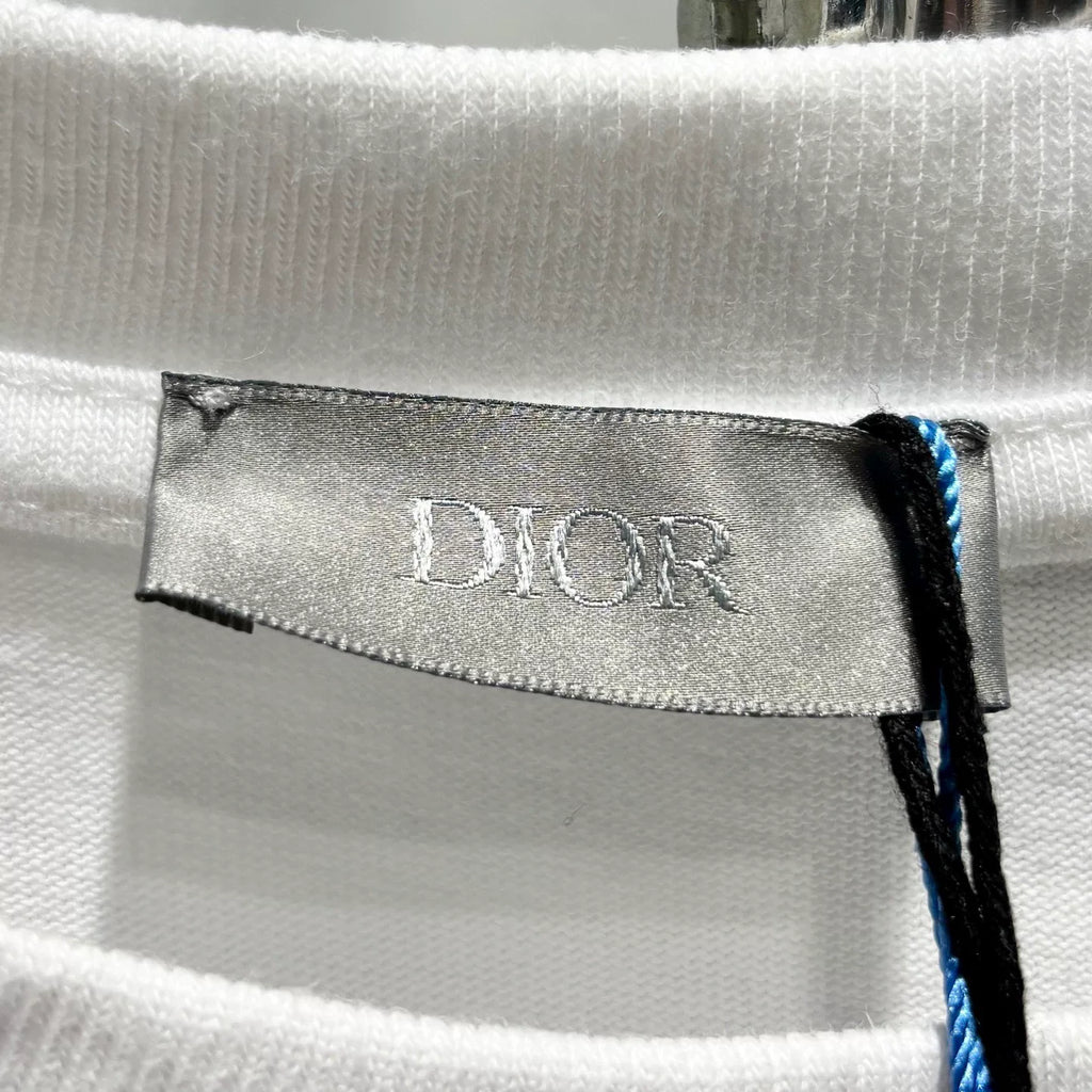 Dior SS25 X Hylton Nel Embroidered Logo Cotton White Short Sleeve T-Shirt