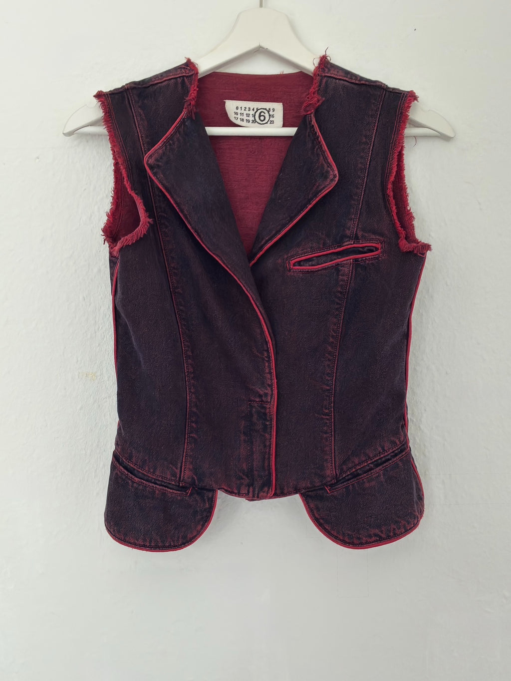 Maison Martin Margiela Red Brushed Denim Vest