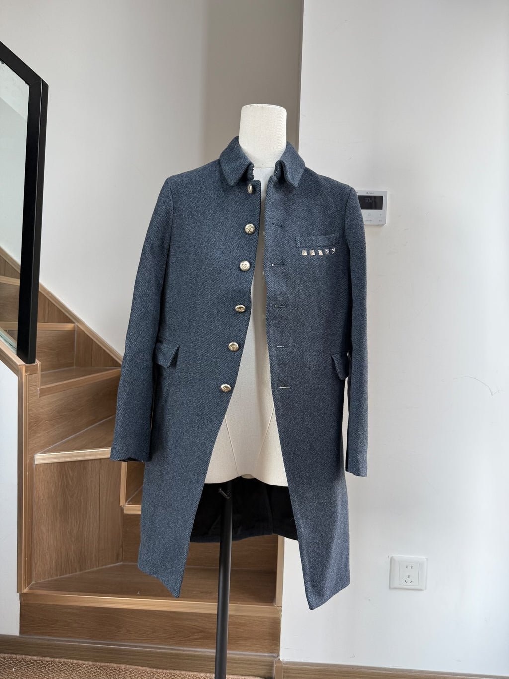 Comme des Garçons AD2007 Blue Grey Silver-Button Coat