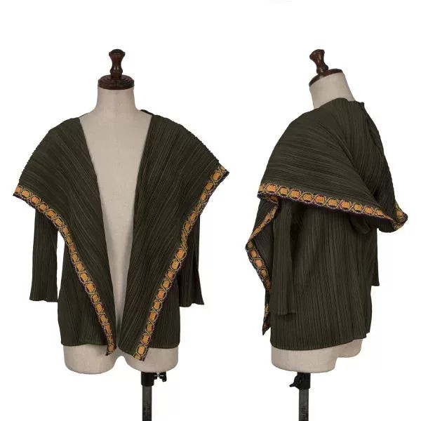 Issey Miyake Vintage Green Floral Hooded Pleated Top