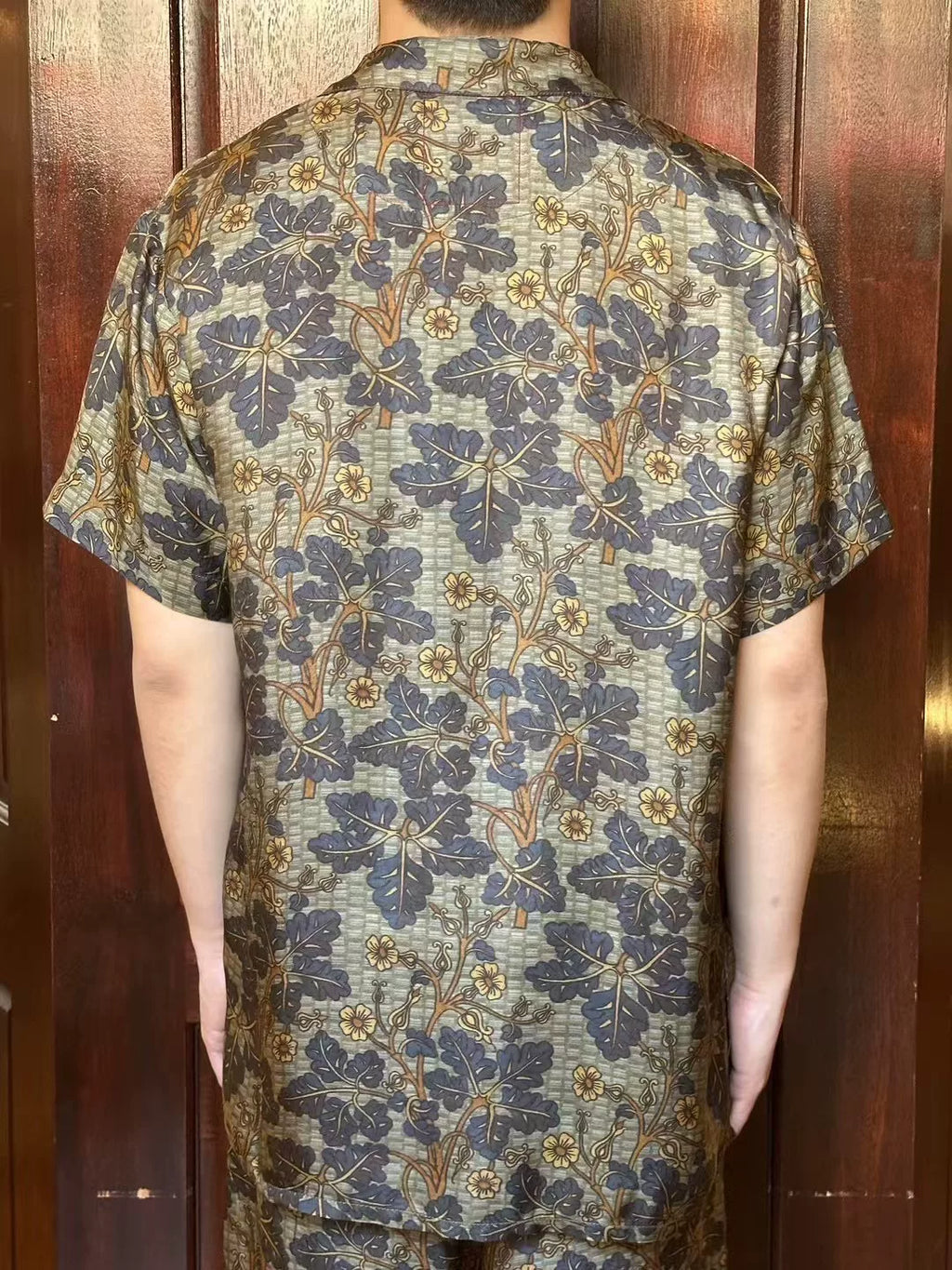 Uma Wang SS25 MUSTARD/BLUE Mustard Blue Terry Vine Floral Viscose Cupro Shirt