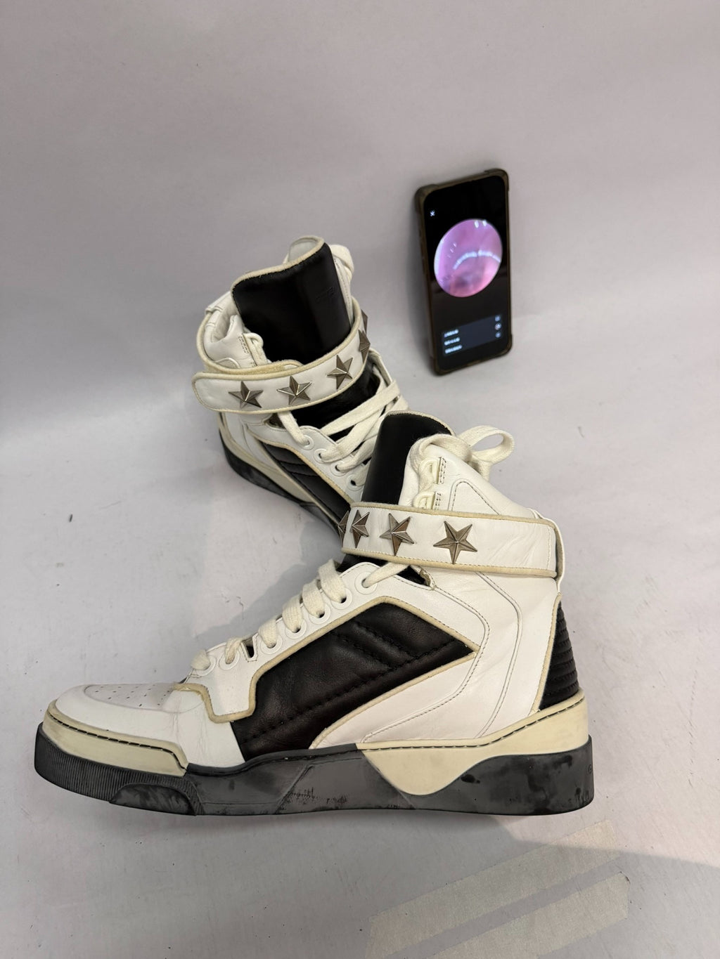 Givenchy Black White Metal Star Leather Sneakers