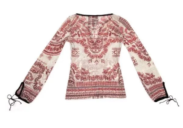 Jean Paul Gaultier Vintage Red Floral Mesh Top