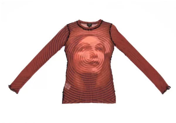 Jean Paul Gaultier Vintage Red Portrait Mesh Top