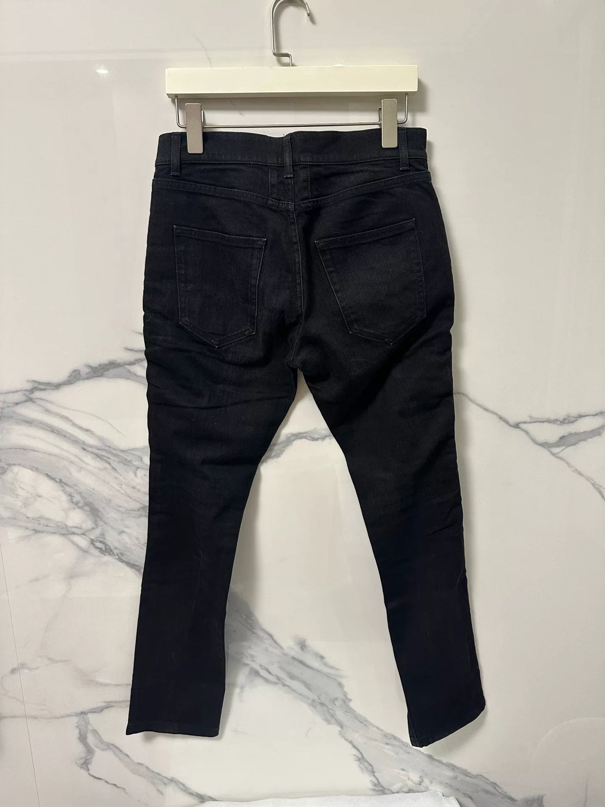 Saint Laurent Black Five-Zip Patchwork Denim Jeans by Hedi Slimane