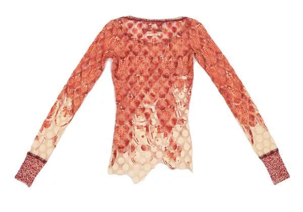 Jean Paul Gaultier Vintage Red Polka Dot Mesh Top