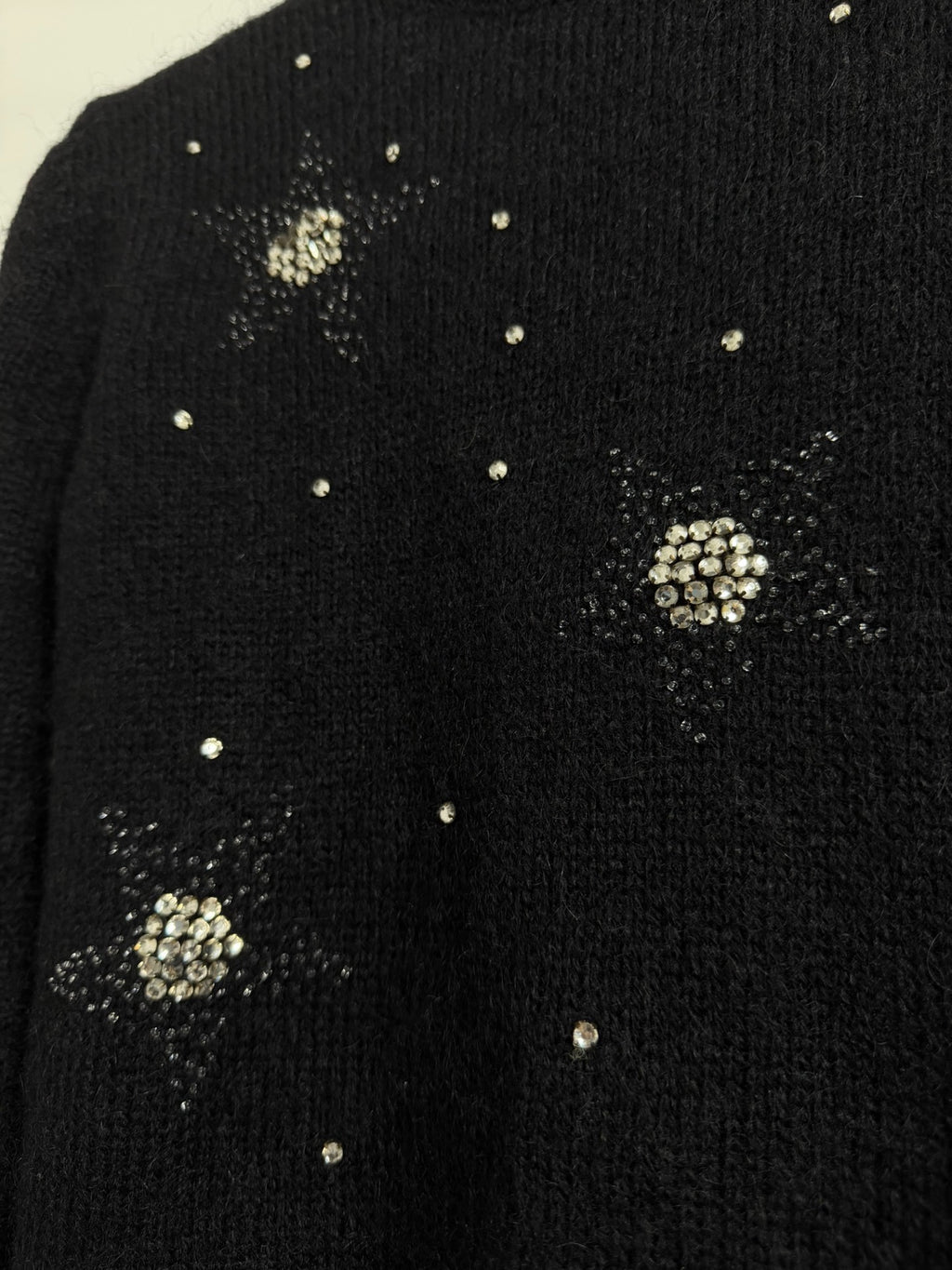 Saint Laurent Slp16fw Black Turtleneck Rhinestone Mohair Fuzzy Sweater