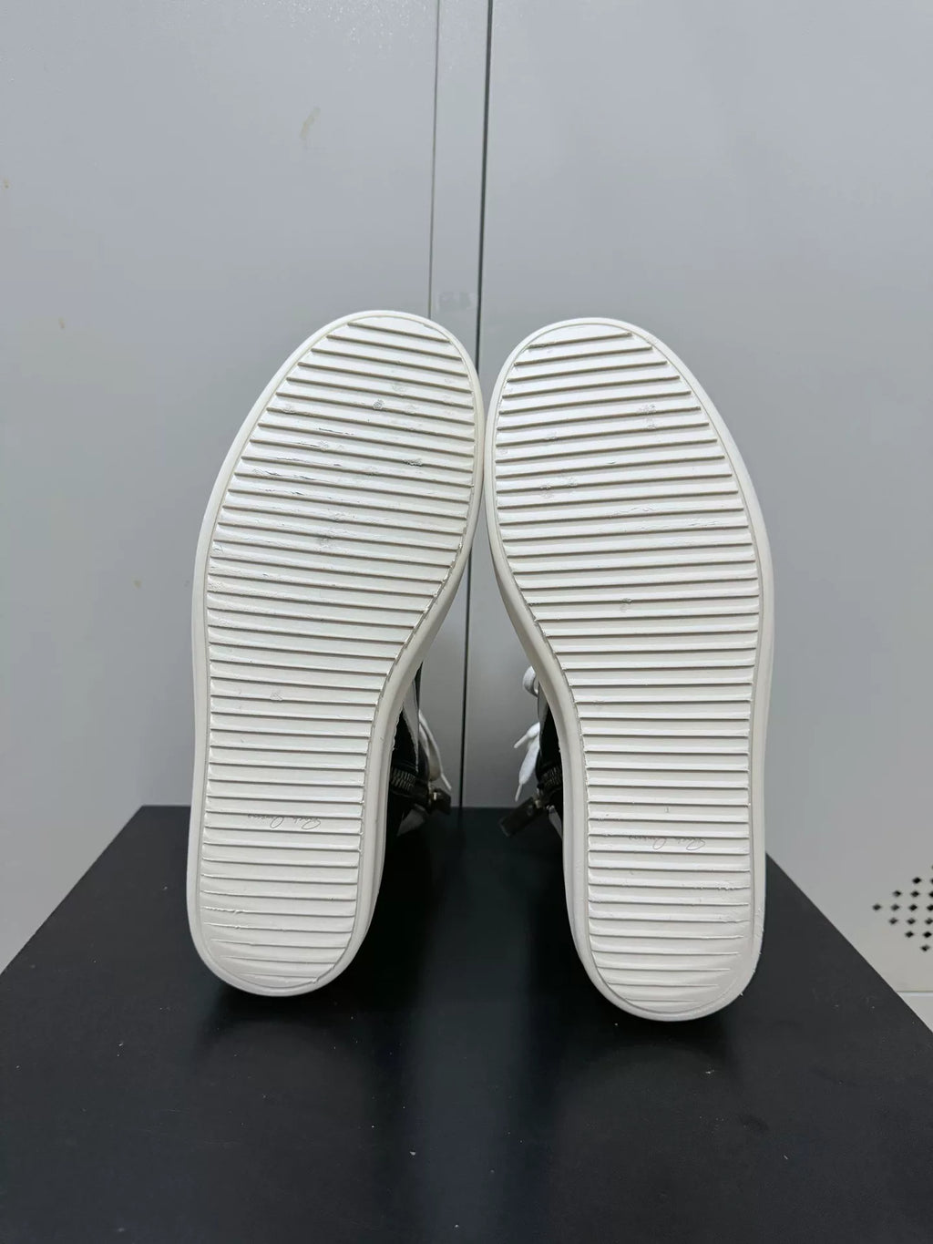 Rick Owens Black and White Inverted-Triangle Leather Sneakers