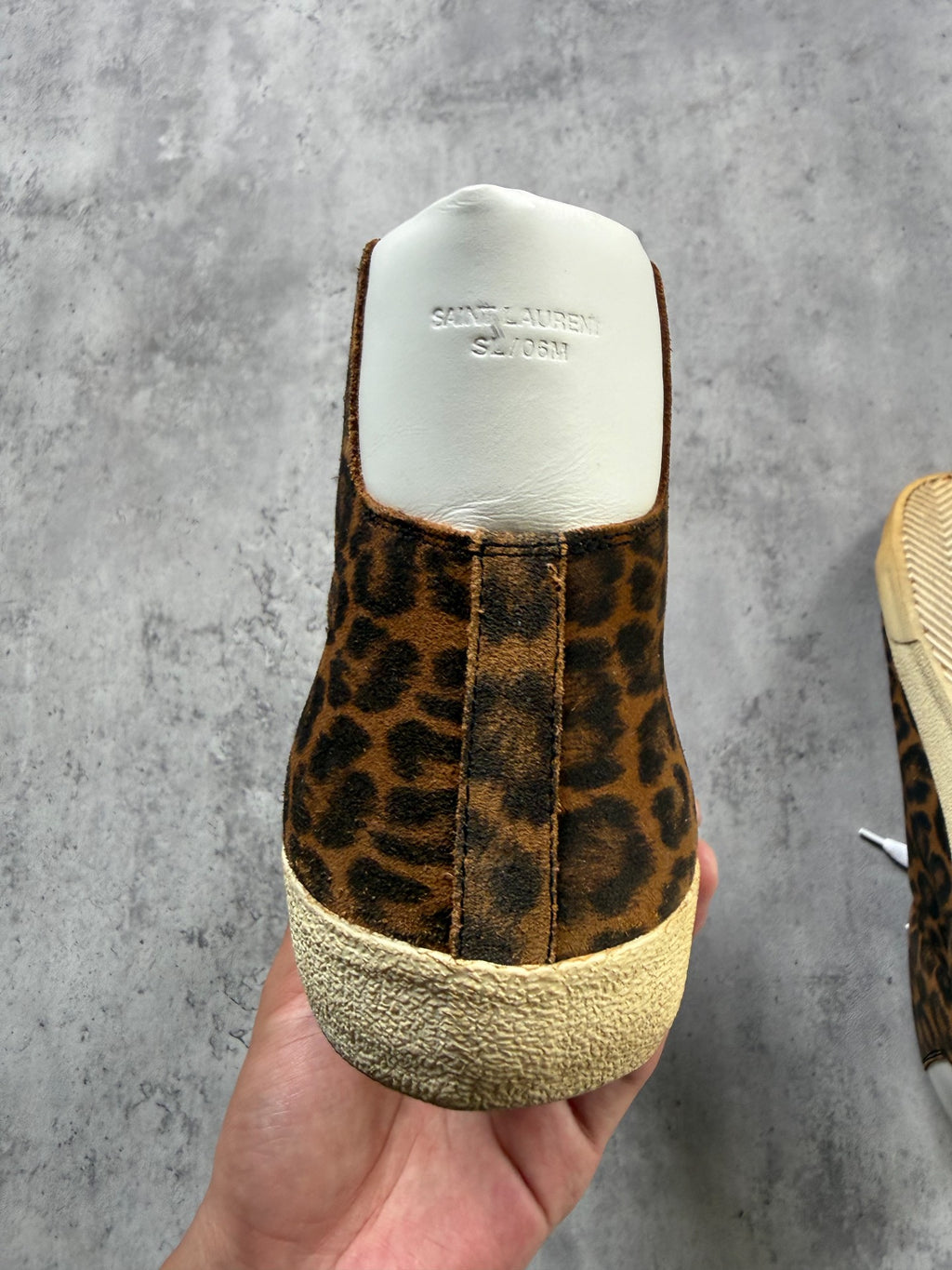 Saint Laurent 13FW SL/06M Yellow Suede Leopard Print High-Top Sneakers by Hedi Slimane