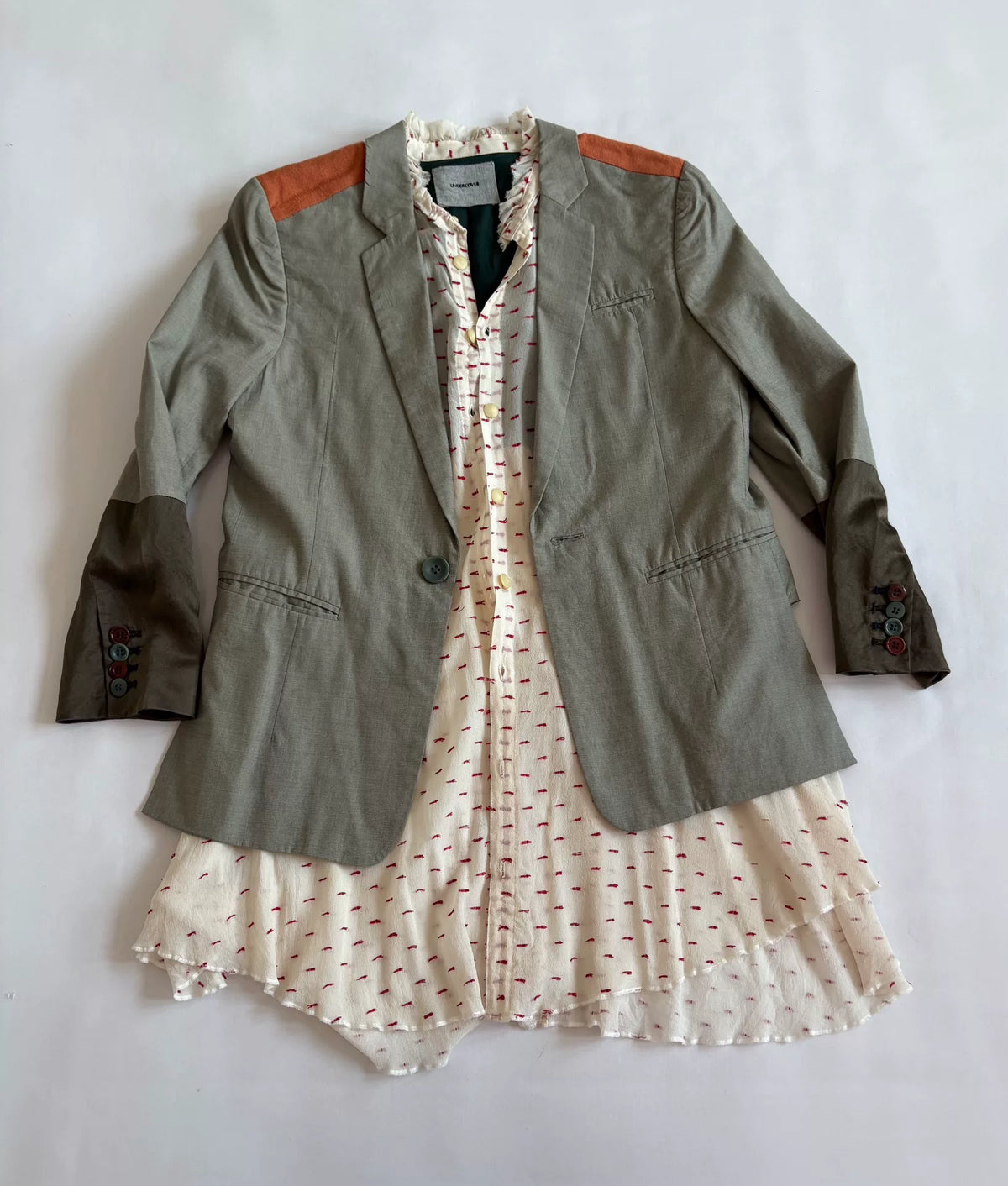 Undercover Deconstructed Patchwork Multi-Button Blazer