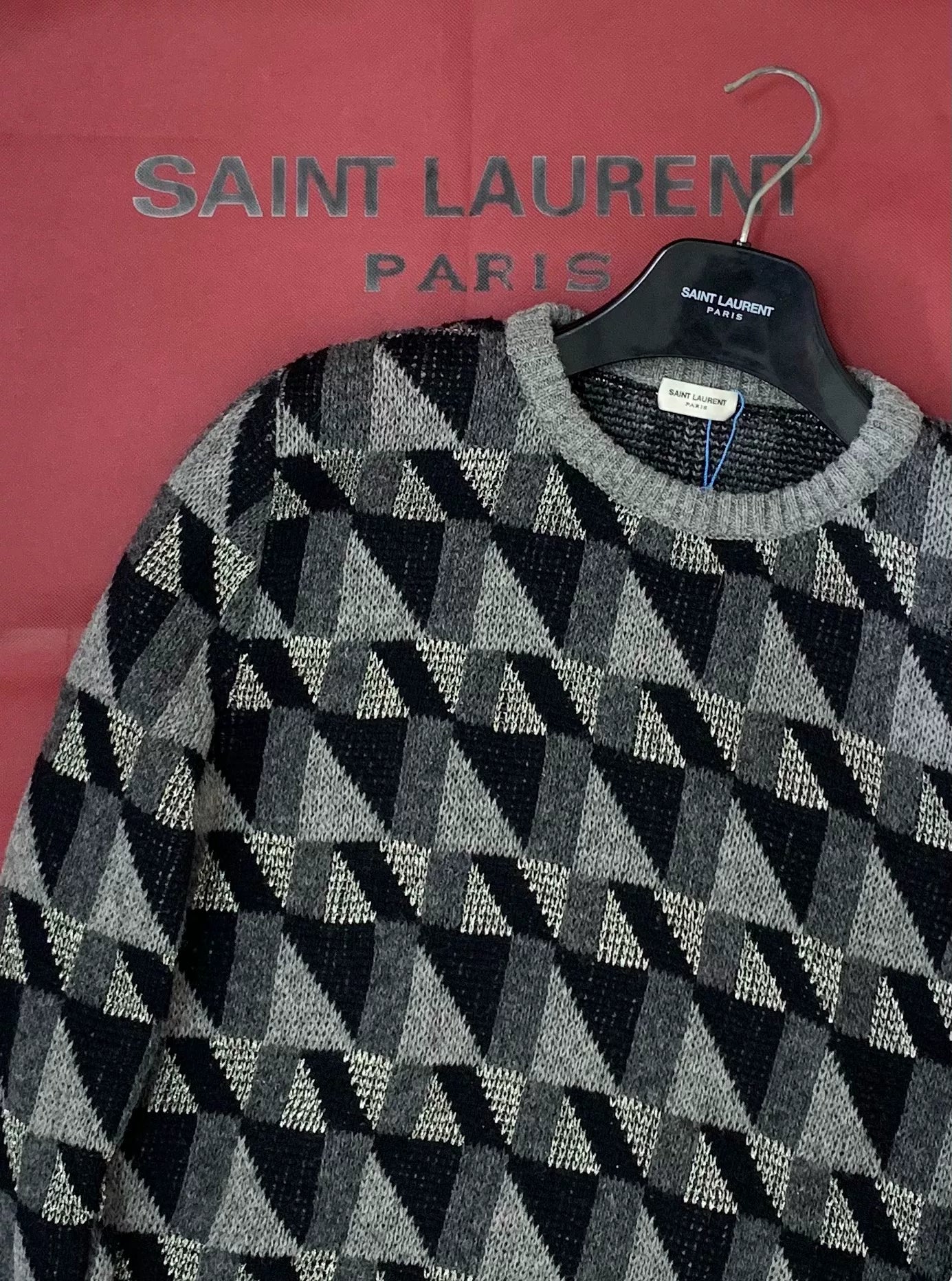 Saint Laurent 15FW Runway Gray Silver Sweater