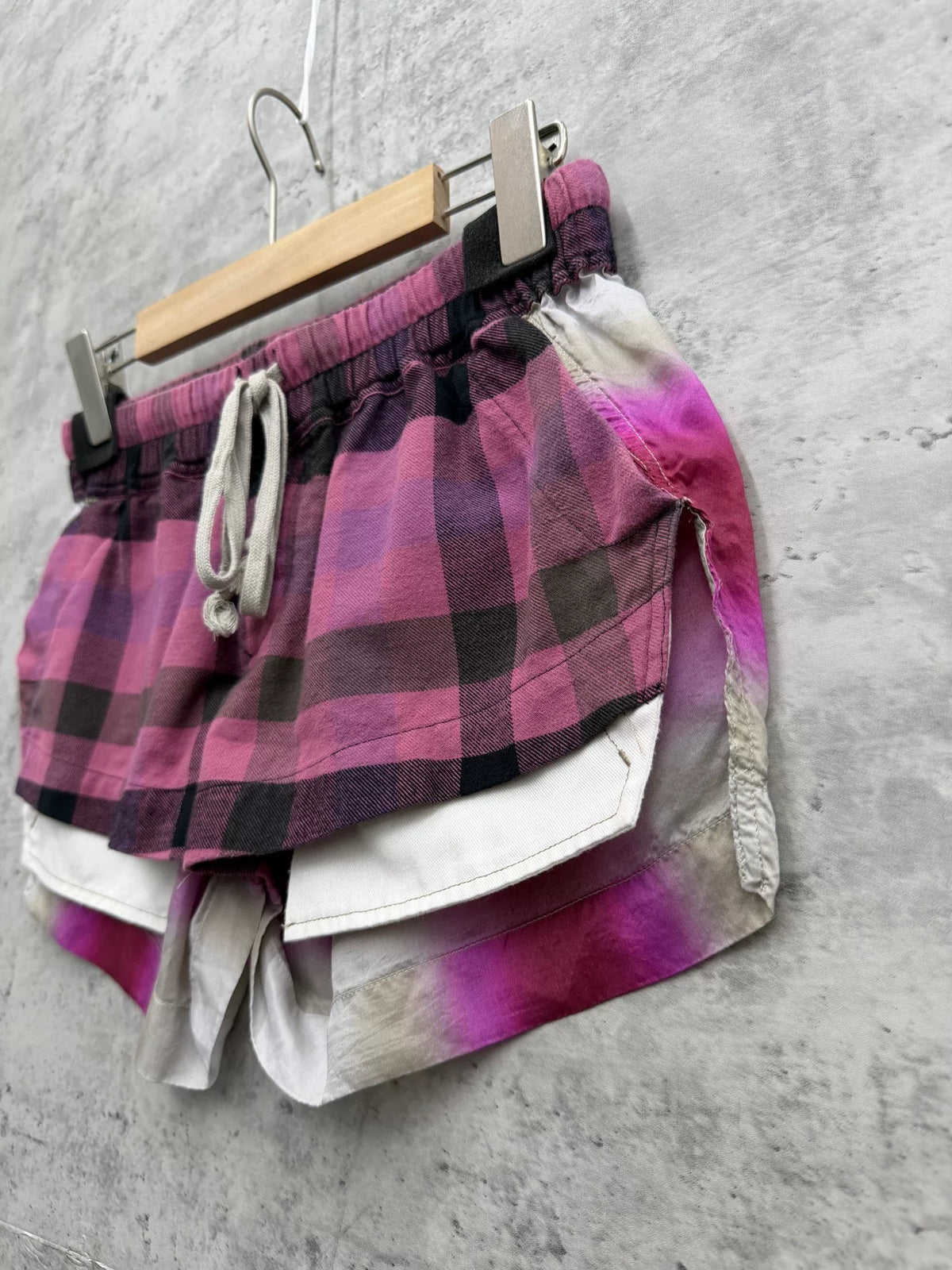 Rick Owens FOG BOXERS Plaid Drawstring Shorts