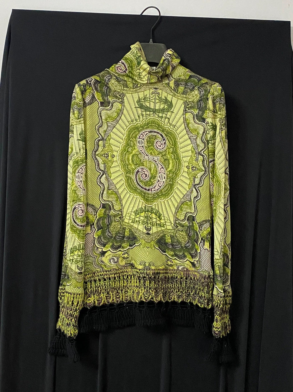 Jean Paul Gaultier Green Dragon Tattoo Bill Knit Rib Mesh Shirt