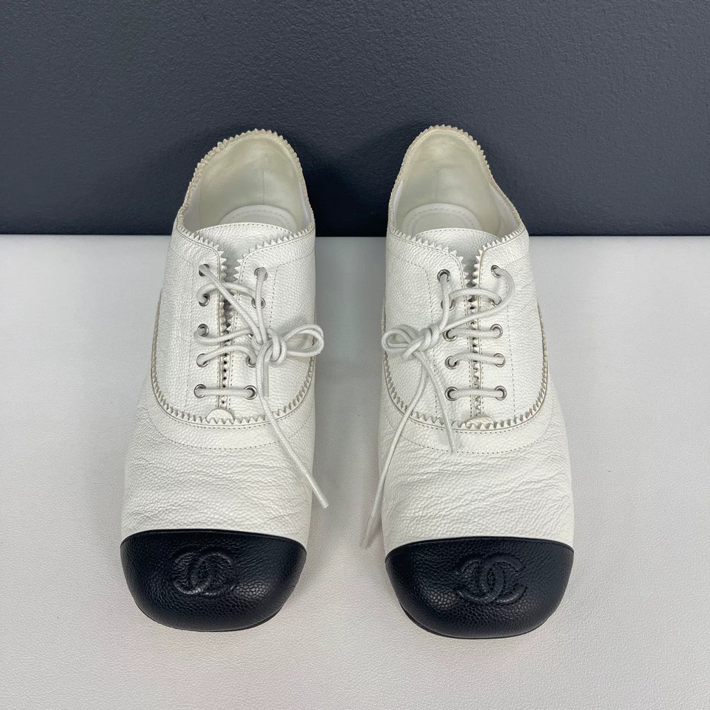 Chanel Black and White Leather Shoes