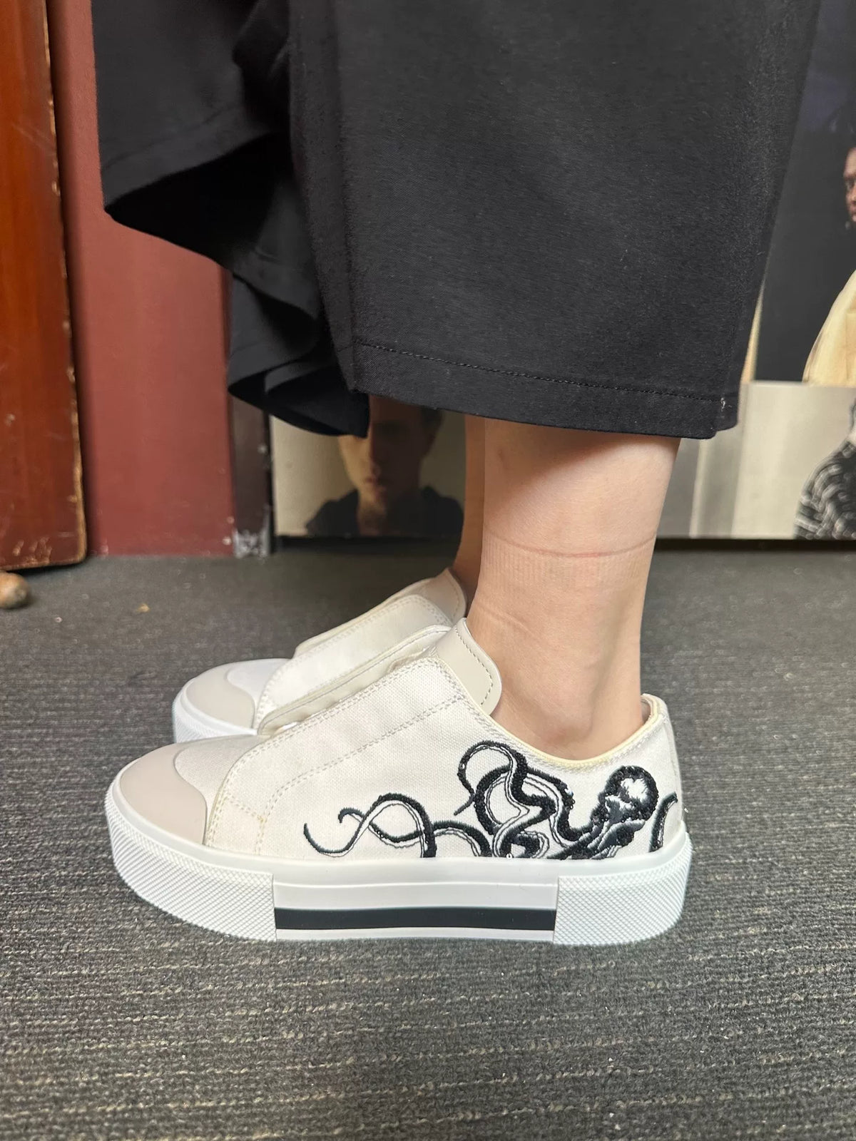 Alexander McQueen White Octopus Beaded Embroidered Canvas Low-Top Sneakers