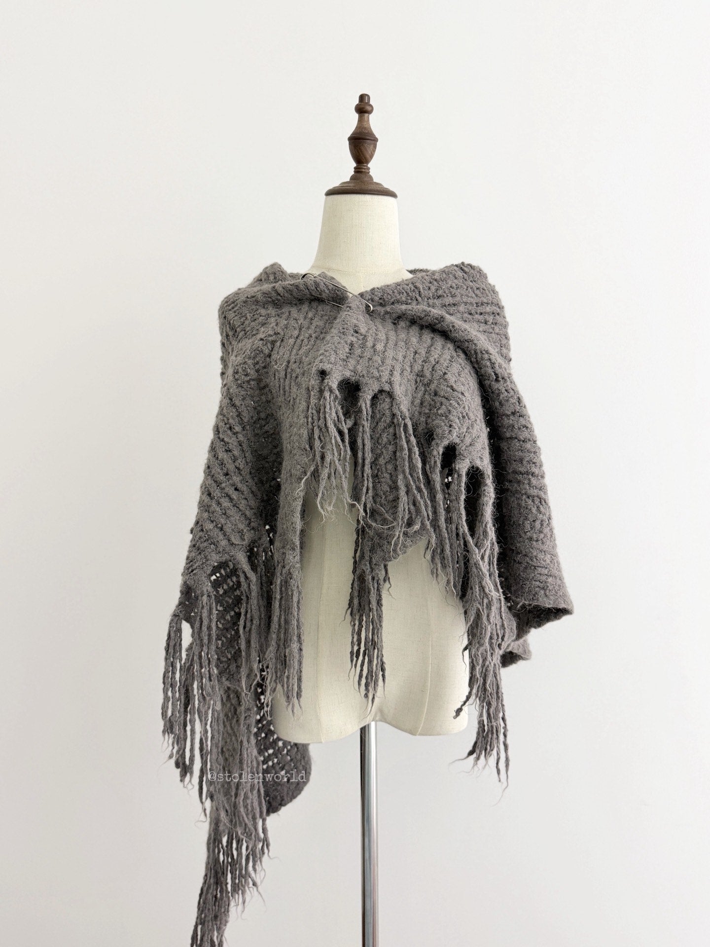 Yohji Yamamoto Y's Boucle Wool Fringe Shawl - Devines