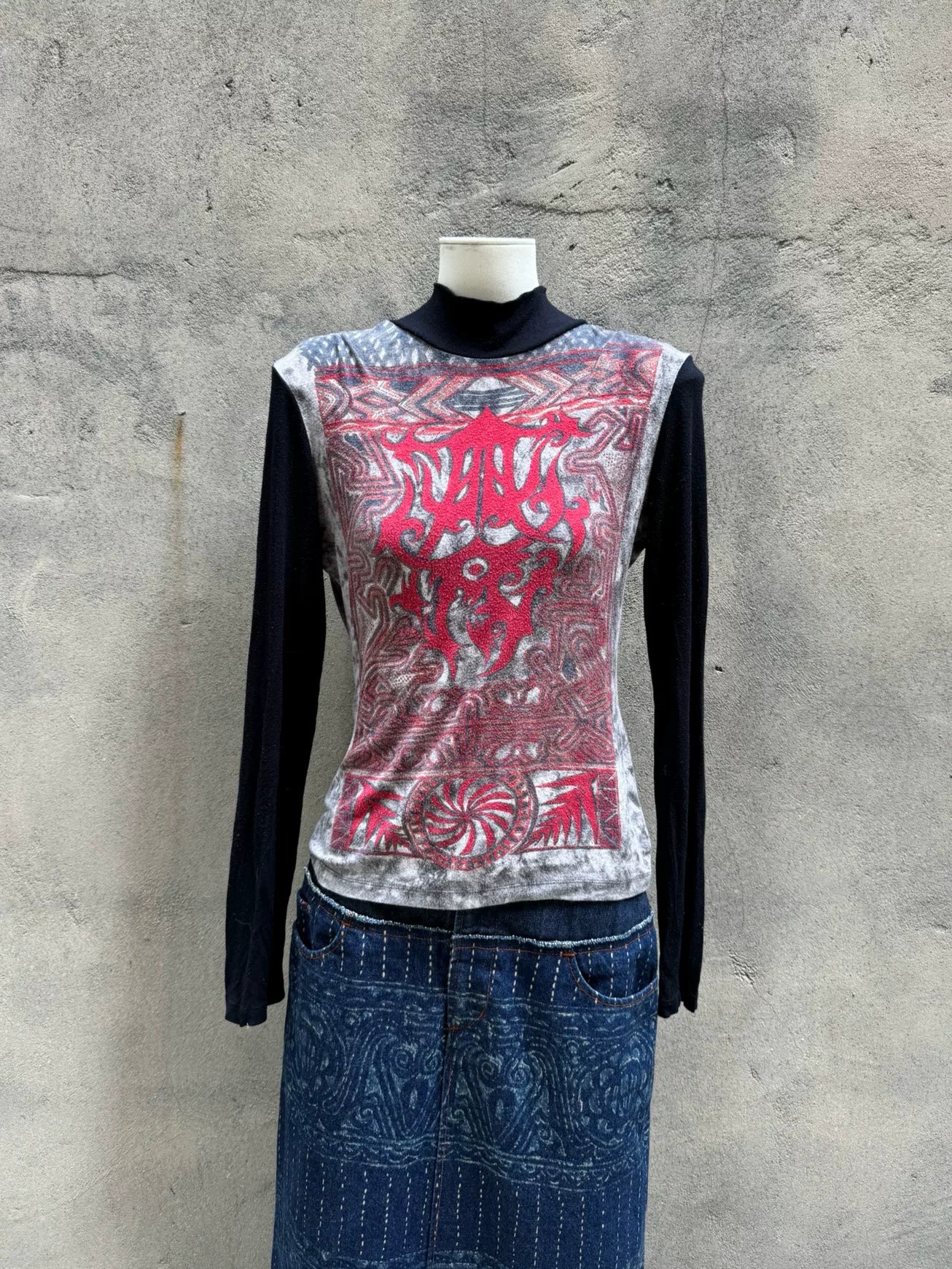 Jean Paul Gaultier Red Top Long Sleeve Top