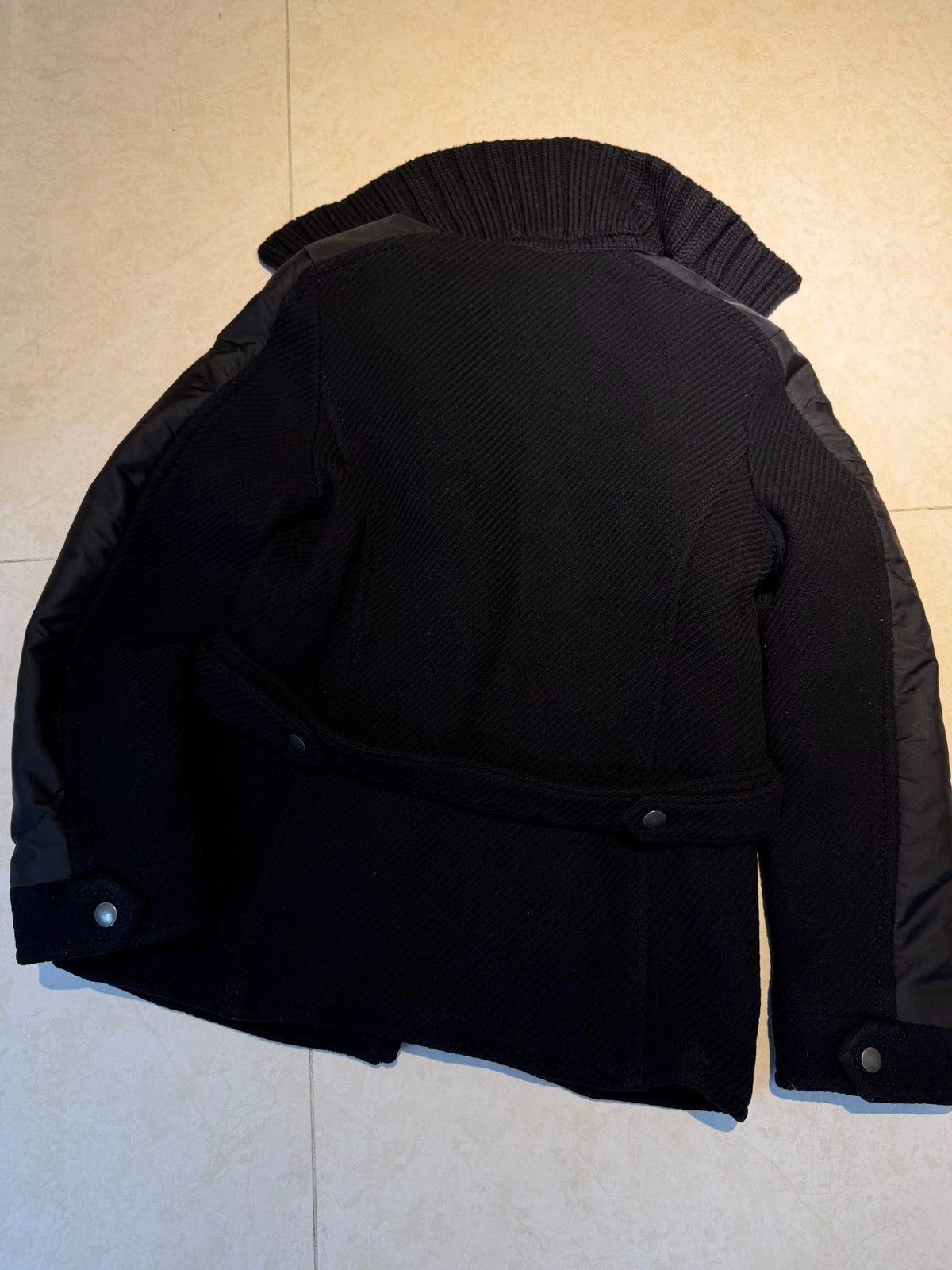 Prada Knit Turtleneck Nylon Zip Wool Flannel Jacket