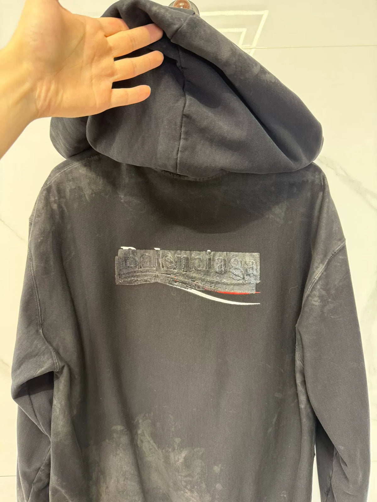 Balenciaga Tape Distressed Zip-Up Sweater