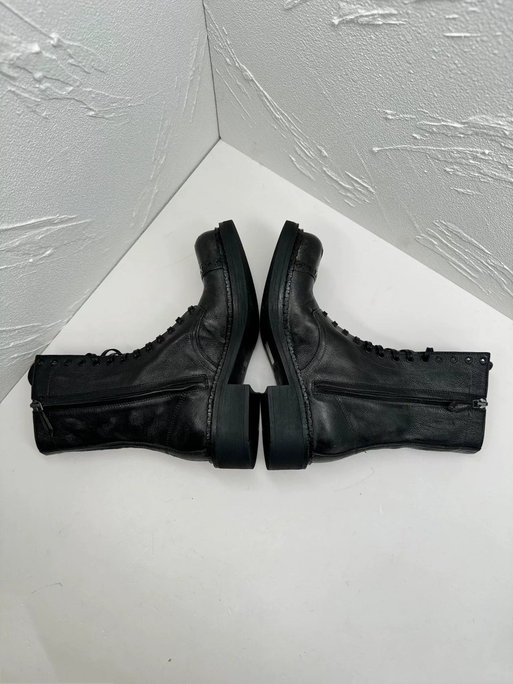 Miu Miu FW24 Runway Distressed Black Vintage Ankle Boots