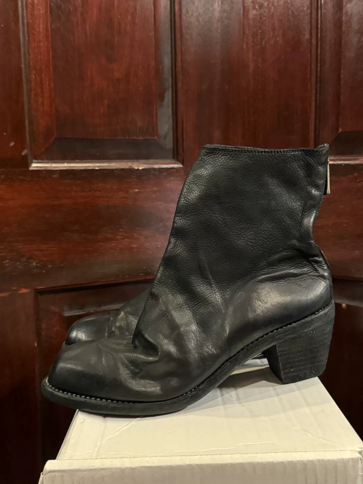 Guidi FW16 4006 Black BLKT Back Zip Mid-Heel Calfskin Boots