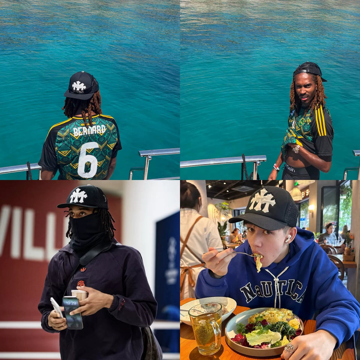 Chrome Hearts Black Three-Tone Leather Baseball Cap