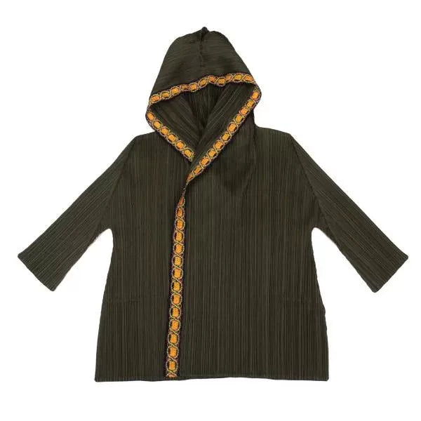 Issey Miyake Vintage Green Floral Hooded Pleated Top