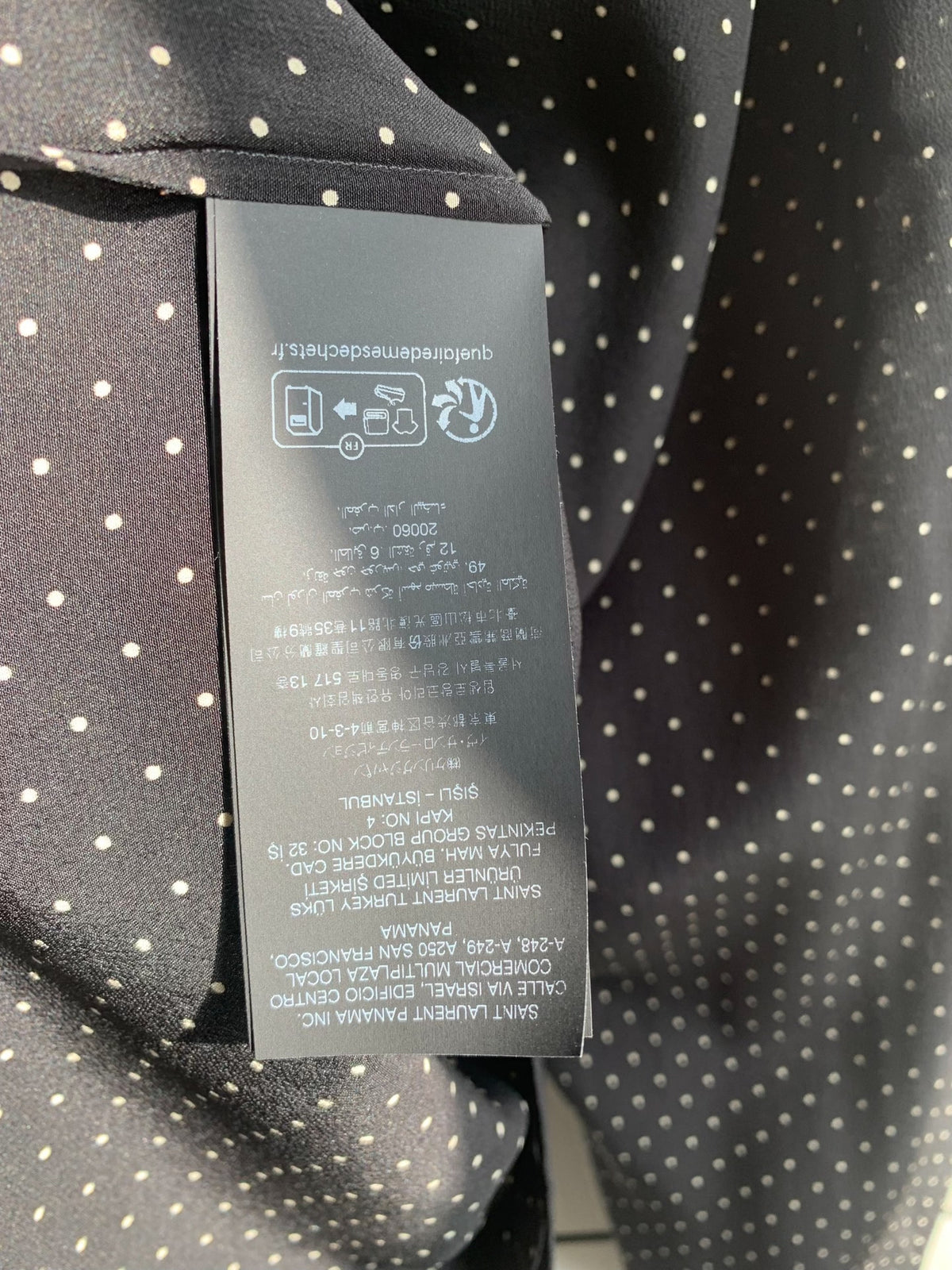 Saint Laurent Black Polka Dot Collared Shirt