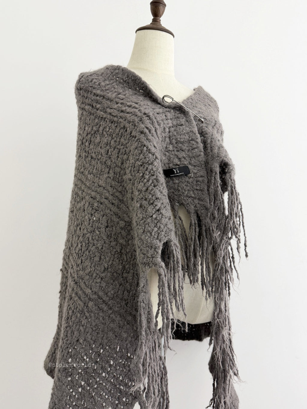 Yohji Yamamoto Y's Boucle Wool Fringe Shawl - Devines
