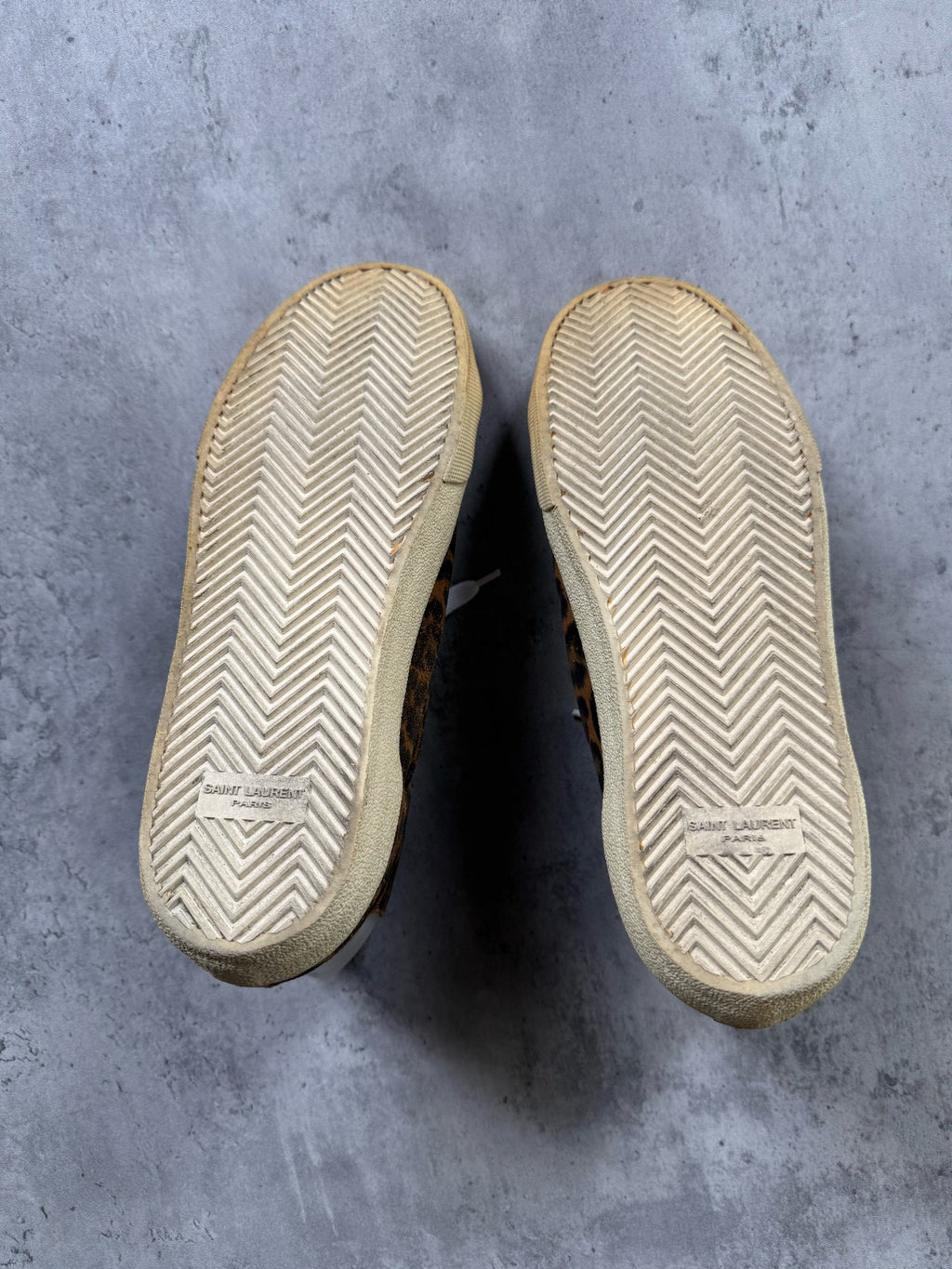 Saint Laurent 13FW SL/06M Yellow Suede Leopard Print High-Top Sneakers by Hedi Slimane