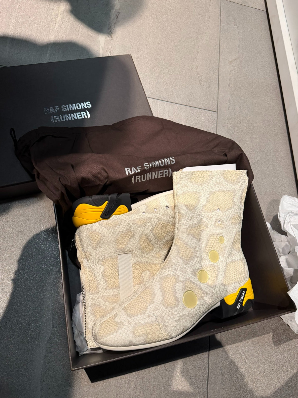 Raf Simons Snake Print High-Top Sneakers