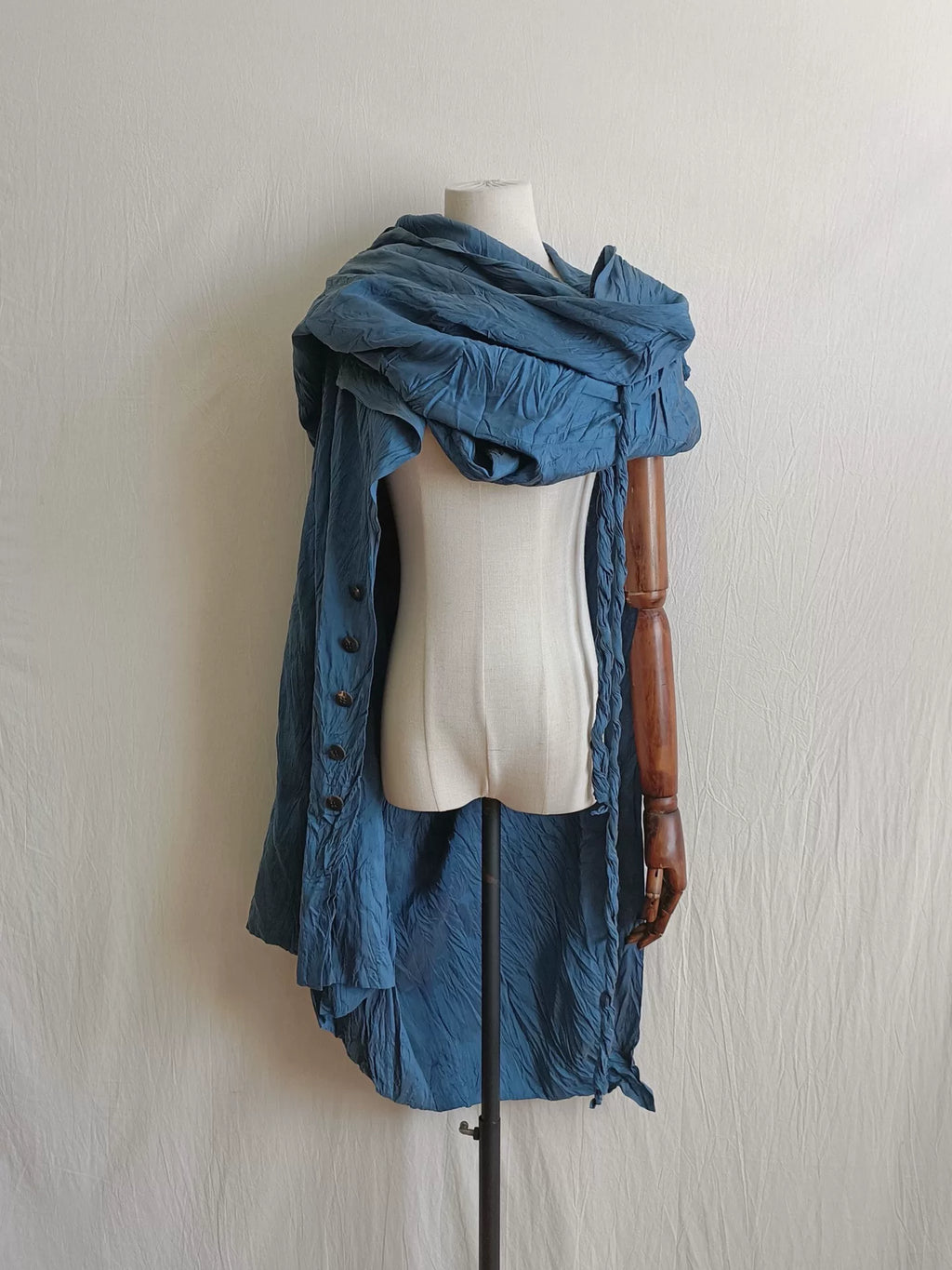 Issey Miyake 1990s Blue Letter in the Wind Top