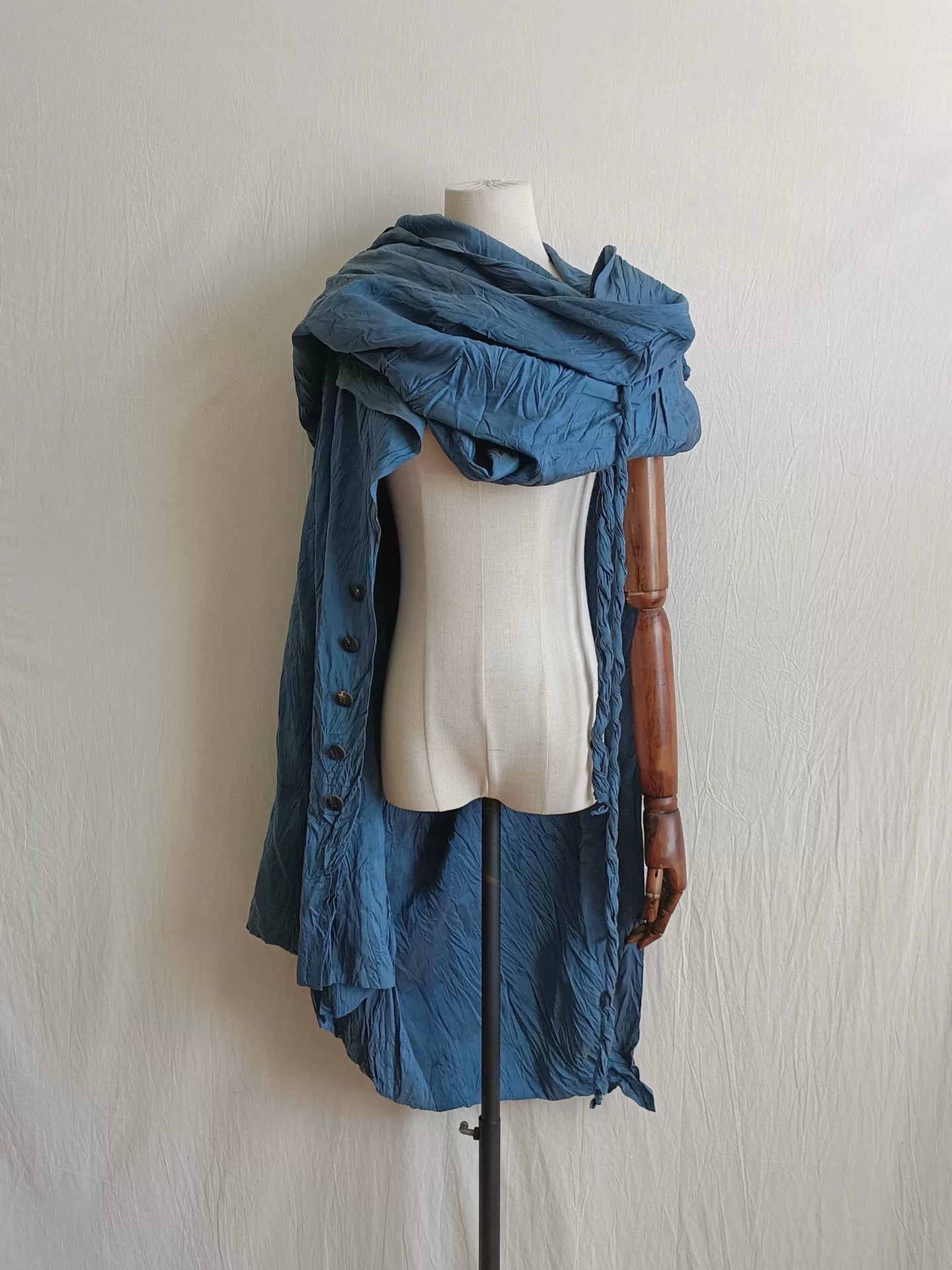 Issey Miyake 1990s Blue Letter in the Wind Top