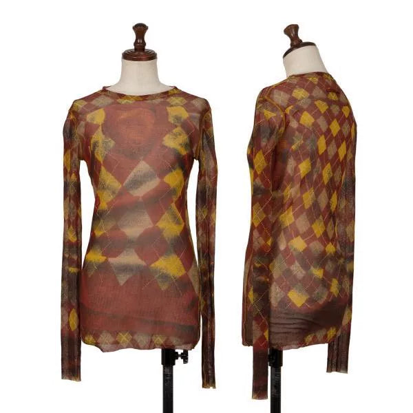 Jean Paul Gaultier Vintage Orange Plaid Mesh Top