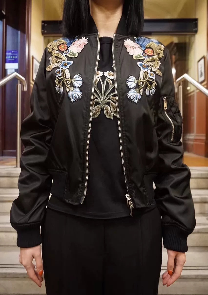 Alexander McQueen FW17 Black Medieval Qilin Floral Gold Thread Embroidered Hossu Jacket