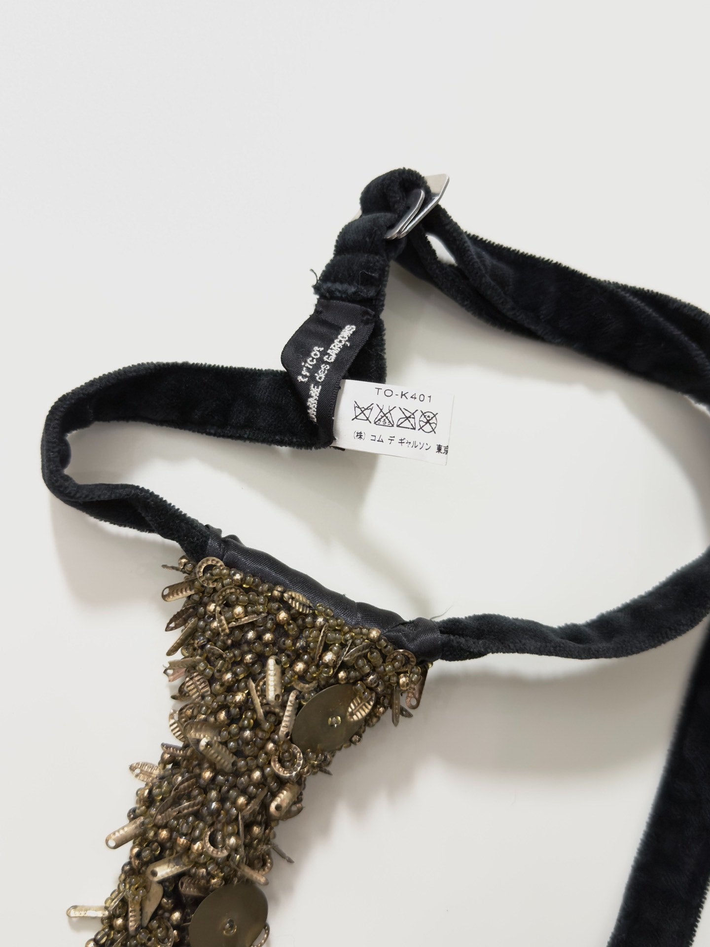 Comme Des Garcons Metal Stud Beaded Tie Black - Devines