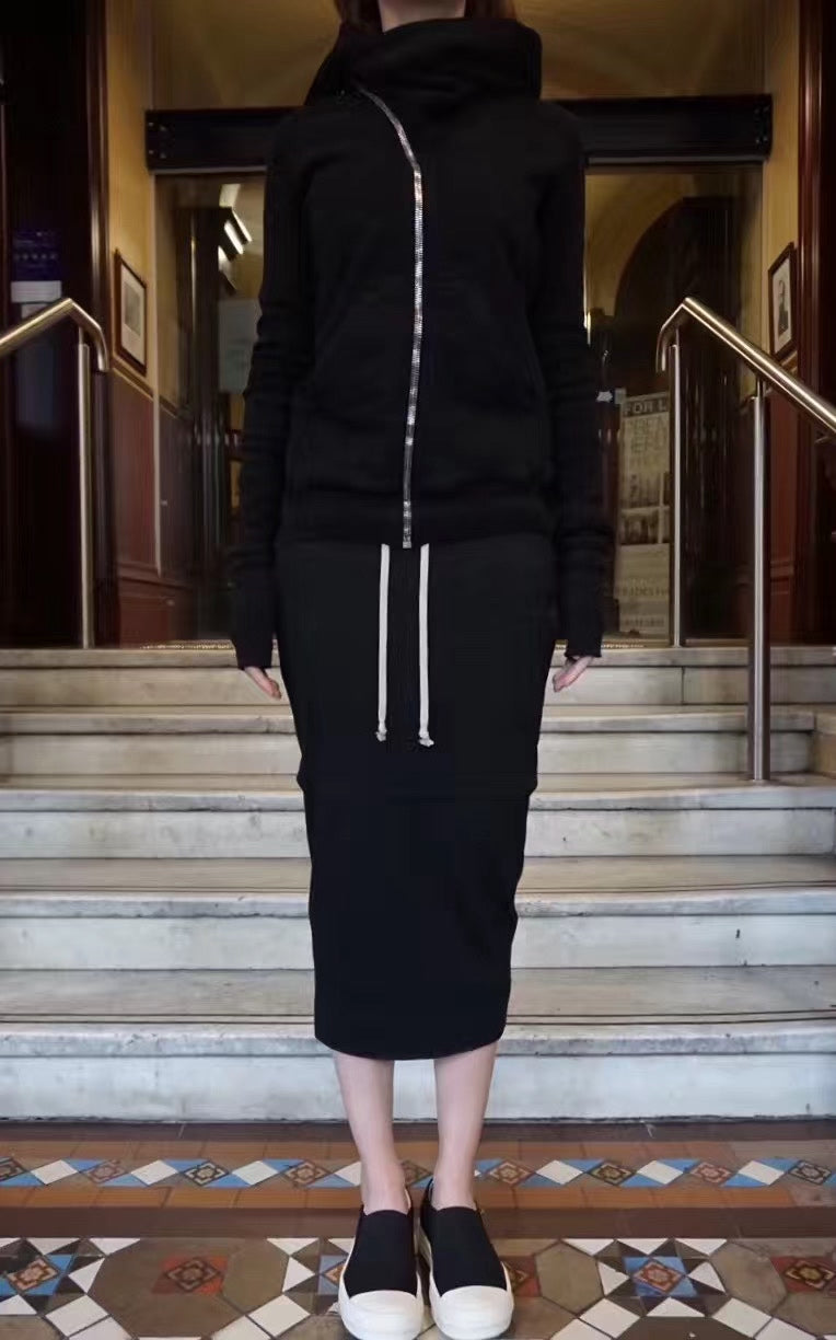 Rick Owens SS17 Black Mountain Wizard Hat Hooded Cotton Sweater
