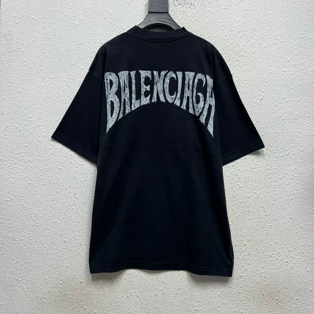 Balenciaga Hawaiian Palm Eiffel Tower Print Short Sleeve Top