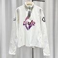 Dior Long Sleeve Print Logo Turtleneck White Sweater