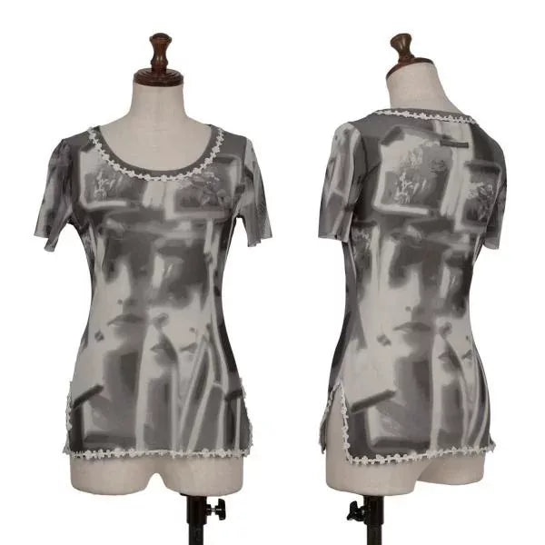 Jean Paul Gaultier Vintage Grey Portrait Mesh Top