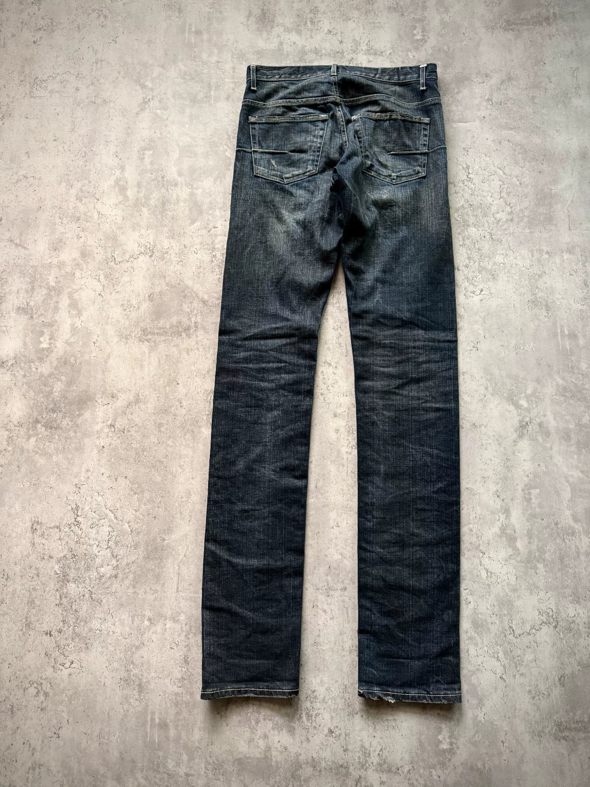 Dior Homme 11AW Distressed Dark Blue Denim Jeans