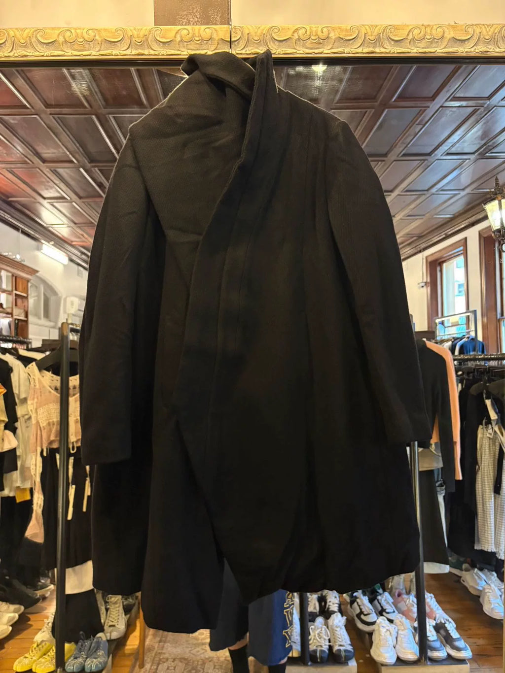 Julius FW16 Black Detachable Collar Cashmere Blend Coat