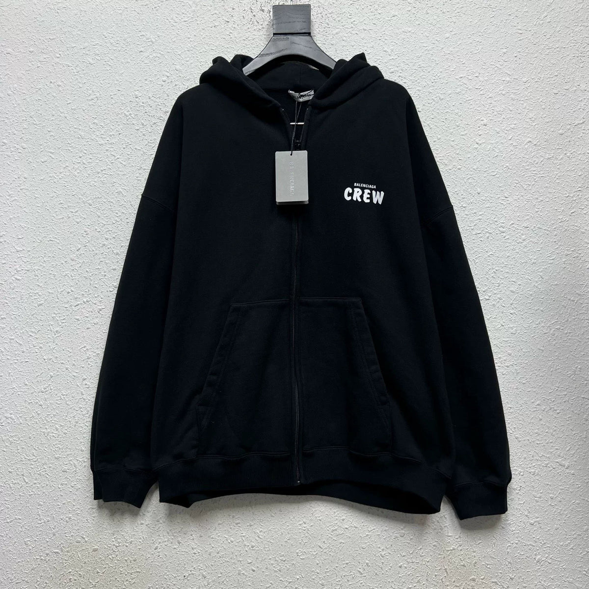 Balenciaga Crew Print Regular Fit Zip-Up Hooded Jacket