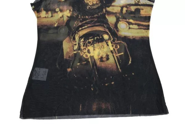 Jean Paul Gaultier Vintage Black Mesh Motorcycle Top