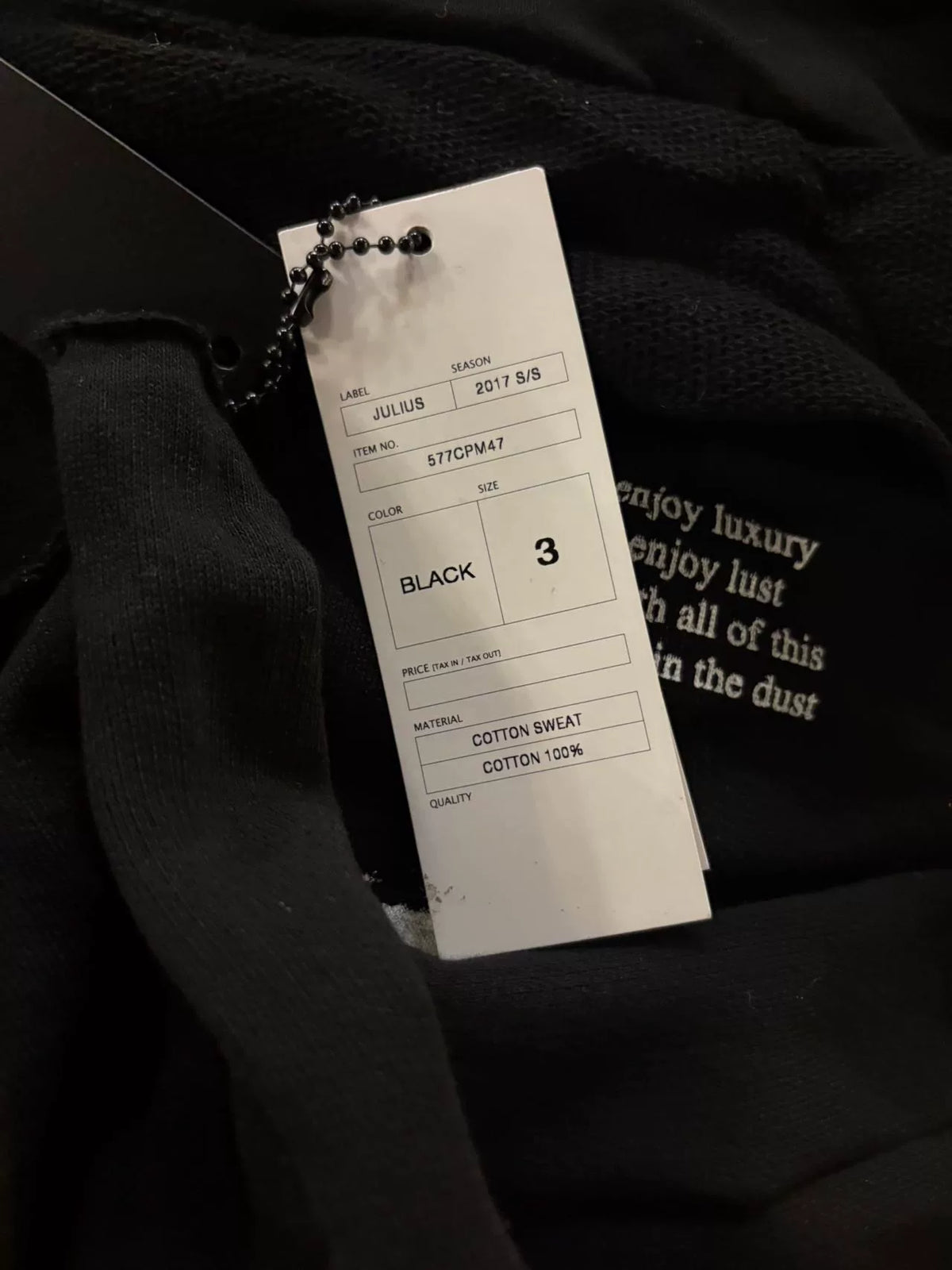Julius SS17 Black Flared Sleeve Hooded Cotton Sweater