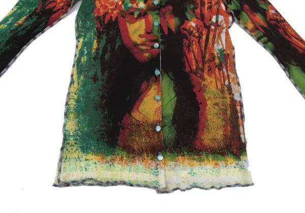 Jean Paul Gaultier Vintage Green Portrait Cardigan