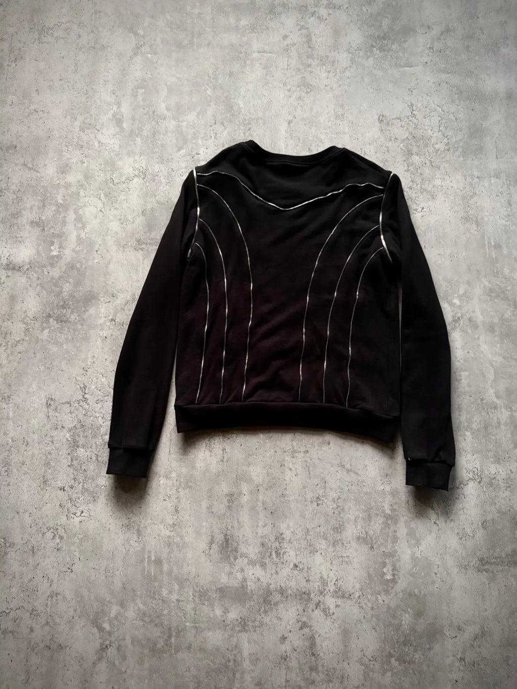 Saint Laurent Paris 15AW Black Multi-Zip Deconstructed Sweatshirt by Hedi Slimane